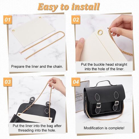WADORN 6 Sizes Purse Organizer Insert Conversion Kit with Metal Chain, Felt Handbag Organizer Insert Women Envelope Bag Coin Wallet Conversion Accessories, Width: 3.35/5.71/6.65/8.07/8.66/10.24 Inch in Saudi Arabia