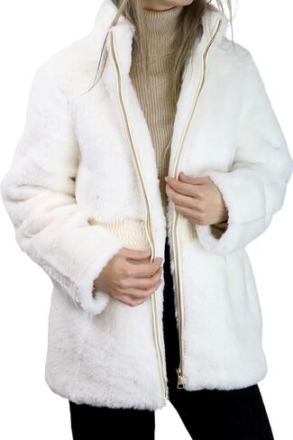 La Fiorentina Womens Plush Faux Fur Cinched Waist Jacket Jacket in Kuwait