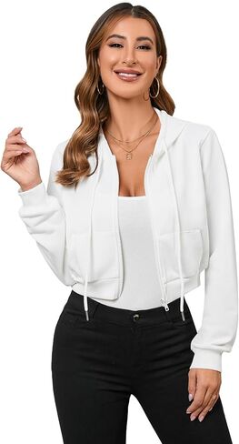 سترة نسائية من COZYEASE بأكمام طويلة وسحاب وغطاء رأس وغطاء للرأس in Saudi Arabia
