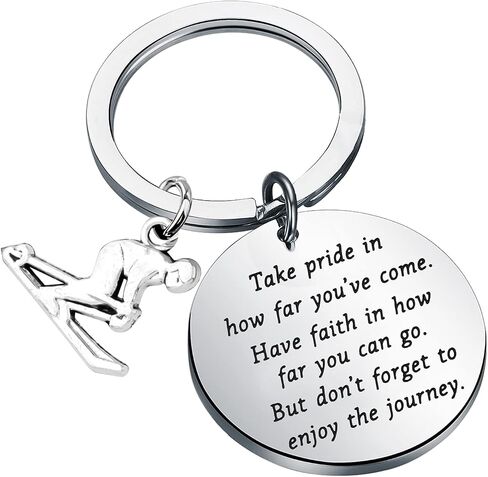 FUSTMW Skiing Keychain Ski Lover Gifts Snow Skiing Charm Gifts for Downhill Skier Gifts Skiing Accessories Keyring in Saudi Arabia