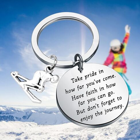 FUSTMW Skiing Keychain Ski Lover Gifts Snow Skiing Charm Gifts for Downhill Skier Gifts Skiing Accessories Keyring in Saudi Arabia