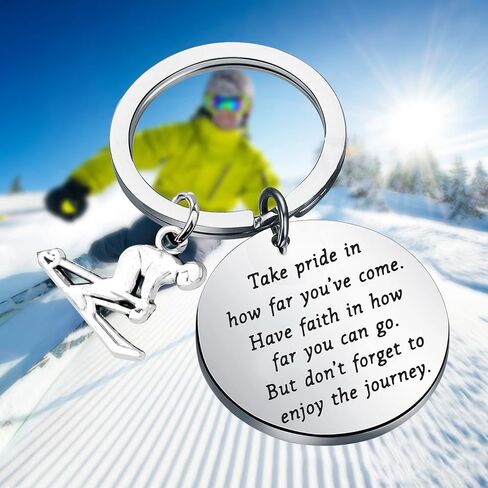FUSTMW Skiing Keychain Ski Lover Gifts Snow Skiing Charm Gifts for Downhill Skier Gifts Skiing Accessories Keyring in Saudi Arabia