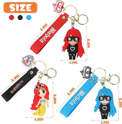 Adilymey 3 PCS Karol Keychain - Singer Keychains - Mermaid Keychain - Key Chains for Car - Cute Keychain Karol Music Keychain - Bag Accessories for Kids Gifts Birthday Gift in Kuwait