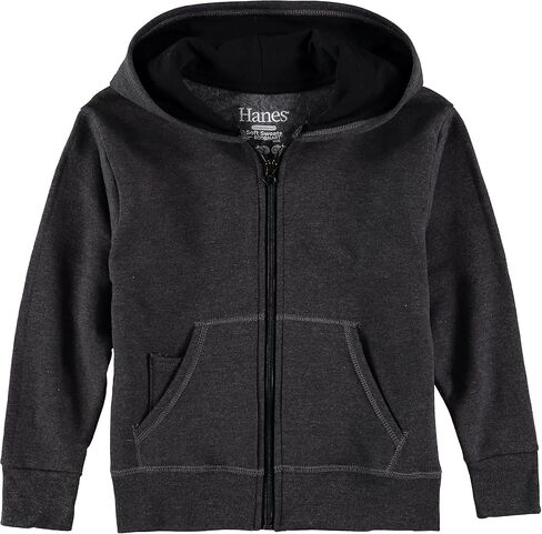 سترة بغطاء رأس بسحاب كامل من Hanes Big Boys' ComfortBlend EcoSmart (مقاس صغير، رمادي منقط باللون الرمادي) in Saudi Arabia