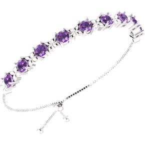 Belinda Jewelz Women's 925 Sterling Silver Tennis Bracelet Sparkling Gemstone with 5mm Round 9 Stones prong setting 11" Length Wrist Jewelry in Kuwait
