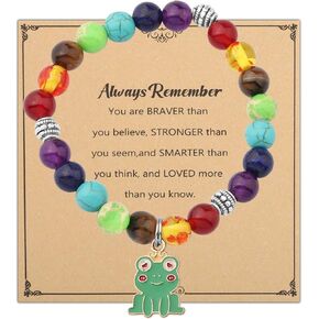 WSNANG Frog Bracelet Frog Lovers Gift Insect Animal Lover Gift You Are Braver Stronger Smarter Than You Think Message Card Jewelry in Saudi Arabia