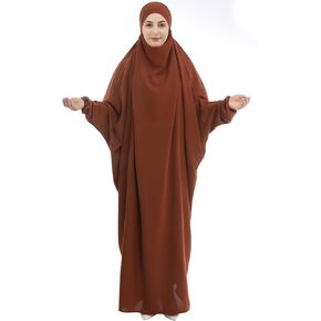فستان صلاة نسائي إسلامي من خالات قطعة واحدة خفيف الوزن بأكمام خفاش عربي عباية جلباب ماكسي متواضع