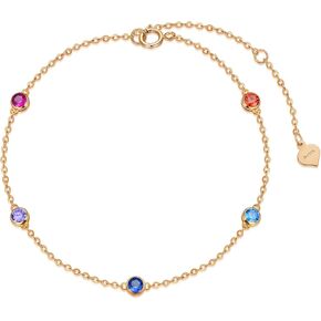 أساور شقرا من الأحجار الكريمة من الذهب عيار 14 قيراط للنساء، سوار متعدد الطبقات ملون مع زركونيا مكعب، سوار ذهبي أنيق للنساء، 6.5 بوصة - 8.5 بوصة in Kuwait