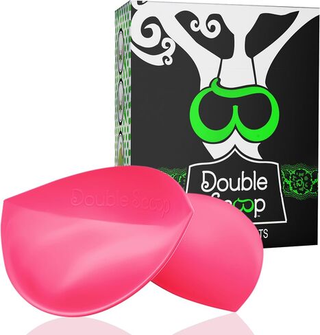 Double Scoop® Push Up Inserts w/Bonus Tape Sticky Strips, Instant Breast Implants, Replacement Bra Pads, Padded Bralette Hack, Breast Lift, Foam Bra Filler Insert, Bra Stuffer, Cup Size D (Pink) in Kuwait