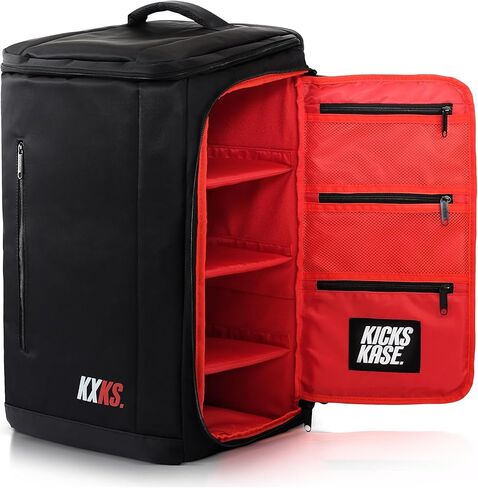 KXKS. (Kicks Kase) حذاء رياضي ممتاز وحقيبة ظهر للسفر - حقيبة رياضية للسفر للأحذية، حقيبة رياضية مثالية للصالة الرياضية، الأمتعة (أسود/أزرق) in Kuwait