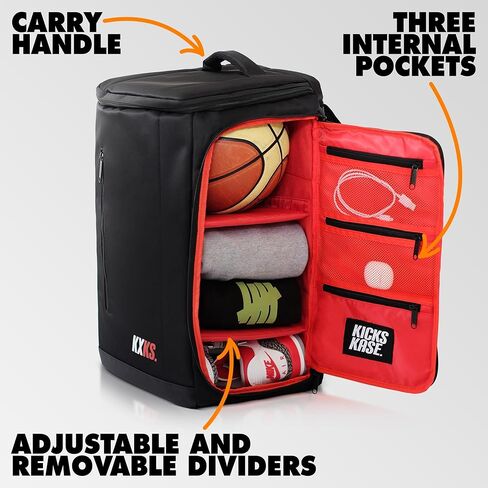 KXKS. (Kicks Kase) حذاء رياضي ممتاز وحقيبة ظهر للسفر - حقيبة رياضية للسفر للأحذية، حقيبة رياضية مثالية للصالة الرياضية، الأمتعة (أسود/أزرق) in Kuwait