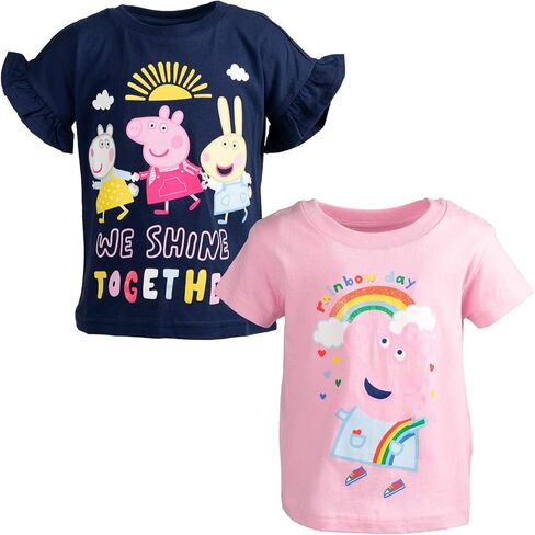 Peppa Pig Little Girls 2 Pack T-Shirts Navy Blue/Pink 6 in Saudi Arabia