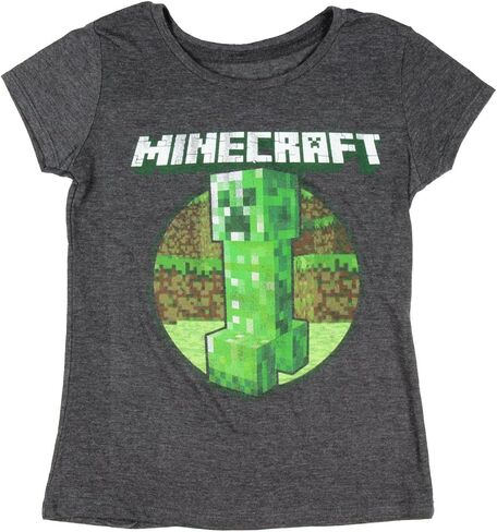 Minecraft Girls Creeper Retro Short Sleeve Crew Neck Graphic Tee (X-Large 14/16) in Saudi Arabia