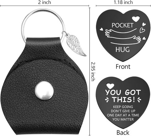 Lasimfa جيب عناق دائما حصلت على هذا النمط اليد الأسود الفولاذ المقاوم للصدأ على الوجهين رمز على شكل قلب مع حقيبة جلدية عيد ميلاد هدية عيد الميلاد للأصدقاء صديقها صديقة ابنة in Kuwait