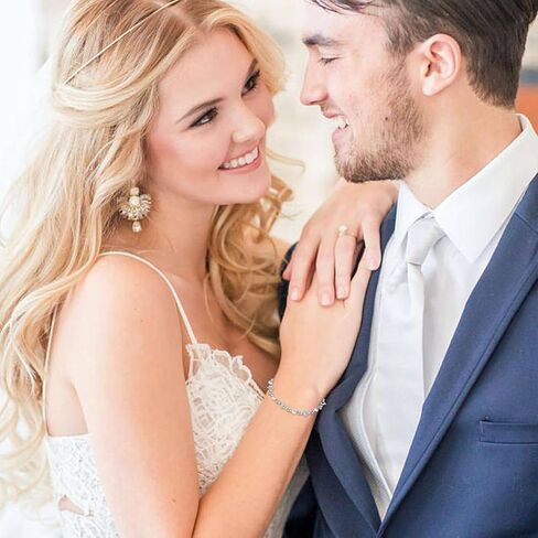 Hadskiss Tennis Bracelet for Women Brides, Rhinestone Silver Pearl Bracelet for Wedding Prom Party, Marquise Cubic Zirconia Bracelet for Costume Jewelry, 20cm, Copper, Cubic Zirconia in Kuwait