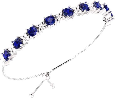 Belinda Jewelz Women's 925 Sterling Silver Tennis Bracelet Sparkling Gemstone with 5mm Round 9 Stones prong setting 11" Length Wrist Jewelry in Saudi Arabia
