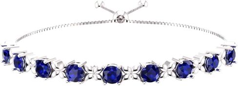 Belinda Jewelz Women's 925 Sterling Silver Tennis Bracelet Sparkling Gemstone with 5mm Round 9 Stones prong setting 11" Length Wrist Jewelry in Saudi Arabia