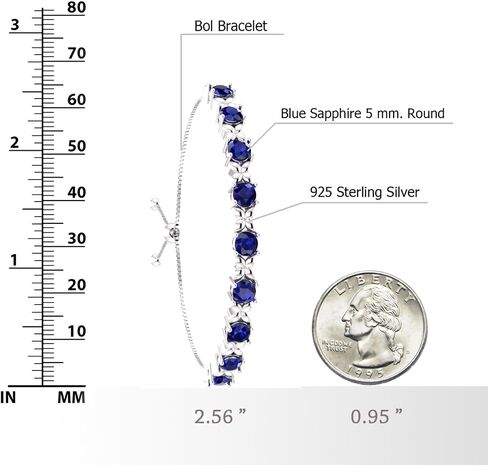 Belinda Jewelz Women's 925 Sterling Silver Tennis Bracelet Sparkling Gemstone with 5mm Round 9 Stones prong setting 11" Length Wrist Jewelry in Saudi Arabia