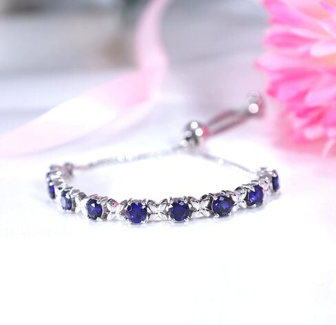 Belinda Jewelz Women's 925 Sterling Silver Tennis Bracelet Sparkling Gemstone with 5mm Round 9 Stones prong setting 11" Length Wrist Jewelry in Saudi Arabia