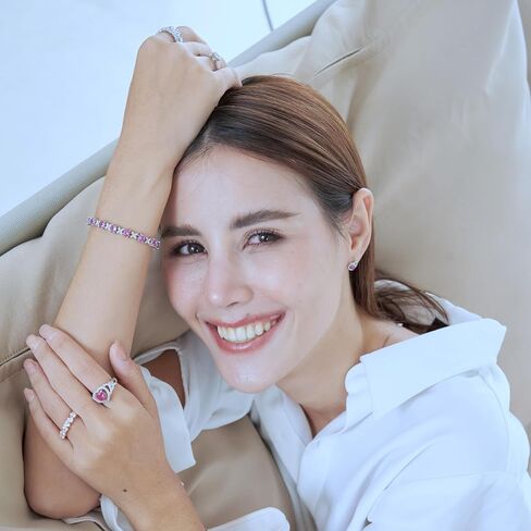 Belinda Jewelz Women's 925 Sterling Silver Tennis Bracelet Sparkling Gemstone with 5mm Round 9 Stones prong setting 11" Length Wrist Jewelry in Saudi Arabia