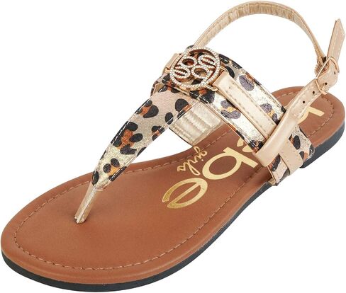 bebe Girls' Sandals - Leatherette Leopard Thong Sandals with Heel Straps (Little Kid/Big Kid) in Kuwait