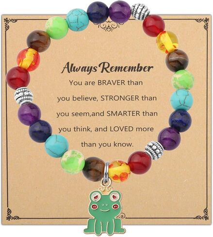 WSNANG Frog Bracelet Frog Lovers Gift Insect Animal Lover Gift You Are Braver Stronger Smarter Than You Think Message Card Jewelry in Saudi Arabia