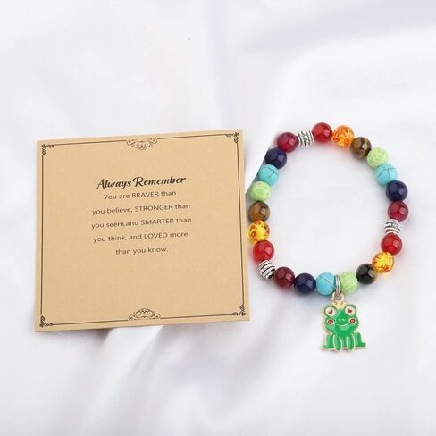 WSNANG Frog Bracelet Frog Lovers Gift Insect Animal Lover Gift You Are Braver Stronger Smarter Than You Think Message Card Jewelry in Saudi Arabia