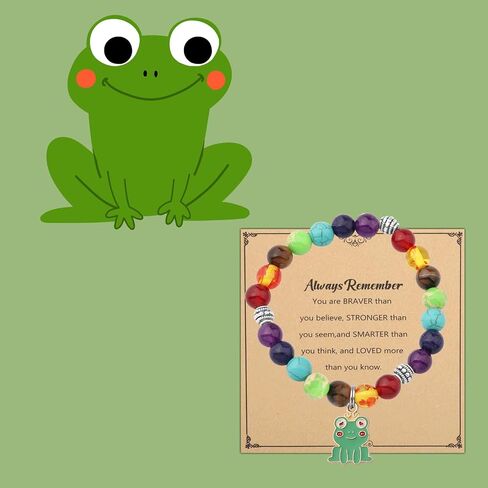 WSNANG Frog Bracelet Frog Lovers Gift Insect Animal Lover Gift You Are Braver Stronger Smarter Than You Think Message Card Jewelry in Saudi Arabia