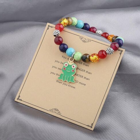 WSNANG Frog Bracelet Frog Lovers Gift Insect Animal Lover Gift You Are Braver Stronger Smarter Than You Think Message Card Jewelry in Saudi Arabia