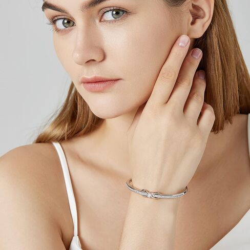 Praelinos Infinity Love Bracelet for Women White/Rose Gold Plated Bracelet Silver Tone Jewelry 5A Cubic Zirconia Bracelets Mothers Day Valentine's Day Christmas Gifts for Mom Wife Girlfriend Sister Girls in Saudi Arabia