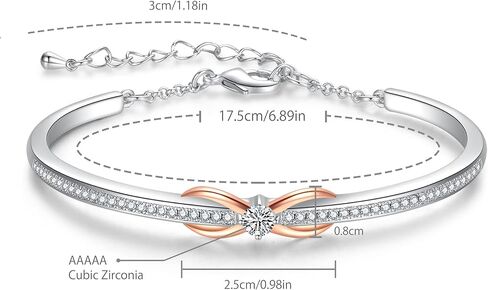 Praelinos Infinity Love Bracelet for Women White/Rose Gold Plated Bracelet Silver Tone Jewelry 5A Cubic Zirconia Bracelets Mothers Day Valentine's Day Christmas Gifts for Mom Wife Girlfriend Sister Girls in Saudi Arabia