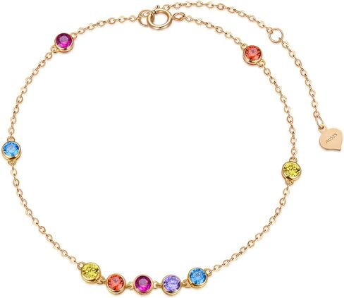 أساور شقرا من الأحجار الكريمة من الذهب عيار 14 قيراط للنساء، سوار متعدد الطبقات ملون مع زركونيا مكعب، سوار ذهبي أنيق للنساء، 6.5 بوصة - 8.5 بوصة in Kuwait