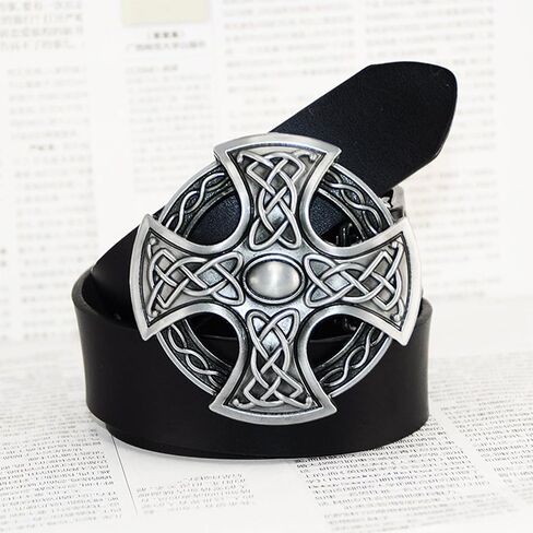 MUSVIKY Celtic Belt Buckle for Men Cowboy, Keltic Knot Cross Round Western Belt Buckles for Birthday Halloween in Kuwait