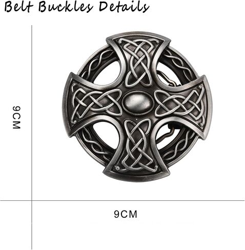 MUSVIKY Celtic Belt Buckle for Men Cowboy, Keltic Knot Cross Round Western Belt Buckles for Birthday Halloween in Kuwait