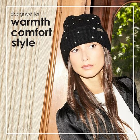 Nicole Miller womens Hat and Glove Set for Women Rhinestone Winter Beanie Hats Soft & Warm Gloves Set Beanie Hat in Kuwait
