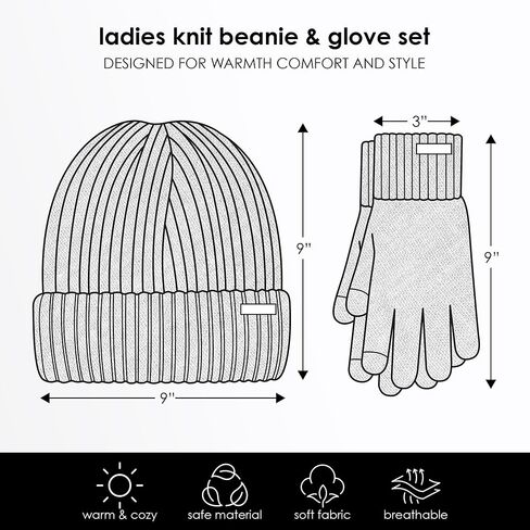Nicole Miller womens Hat and Glove Set for Women Rhinestone Winter Beanie Hats Soft & Warm Gloves Set Beanie Hat in Kuwait