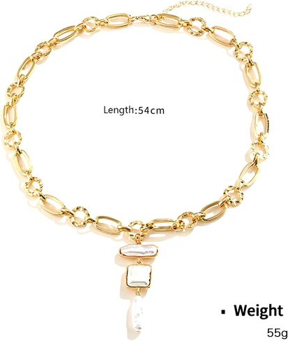 Statement Pearl and Chain Necklace Mixed Chain and Trendy Pearl Choker Organic Pears Heart Pendant Layering Necklace in Saudi Arabia
