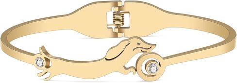 YAYAKO Matching Dog Bracelets Bangle Jewelry Stainless Steel 18K Gold Bracelets for Women Girls Charms Dachshund Gifts in Kuwait