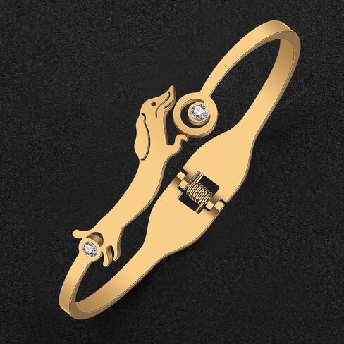 YAYAKO Matching Dog Bracelets Bangle Jewelry Stainless Steel 18K Gold Bracelets for Women Girls Charms Dachshund Gifts in Kuwait