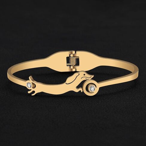 YAYAKO Matching Dog Bracelets Bangle Jewelry Stainless Steel 18K Gold Bracelets for Women Girls Charms Dachshund Gifts in Kuwait