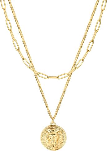 SOFYBJA Dainty 18k الذهب الطبقات بيان القلائد قلادة للنساء صغيرة لطيف قفل مفتاح قلادة شخصية مزدوجة الطبقات سلسلة القلائد للفتيات في سن المراهقة in Kuwait