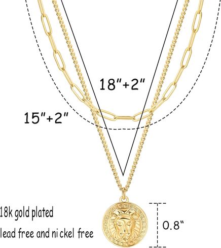 SOFYBJA Dainty 18k الذهب الطبقات بيان القلائد قلادة للنساء صغيرة لطيف قفل مفتاح قلادة شخصية مزدوجة الطبقات سلسلة القلائد للفتيات في سن المراهقة in Kuwait