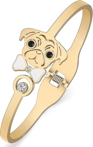 YAYAKO Matching Dog Bracelets Bangle Jewelry Stainless Steel 18K Gold Bracelets for Women Girls Charms Dachshund Gifts in Kuwait