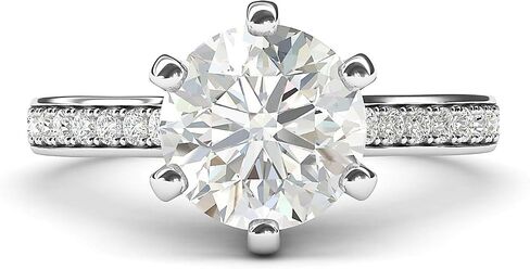 THELANDA Sterling Silver 2 Carats Classic 6-Prong Simulated Diamond or Moissante Engagement Ring Side Stones Promise Bridal Ring in Saudi Arabia