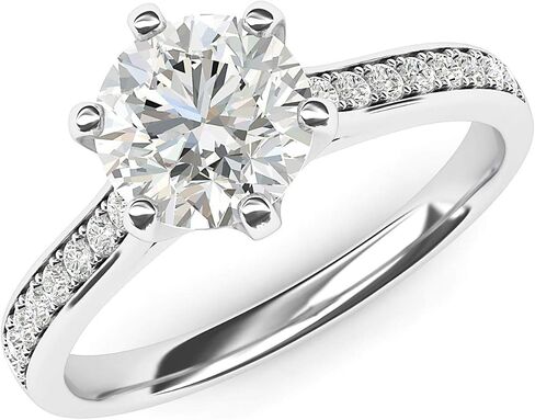 THELANDA Sterling Silver 2 Carats Classic 6-Prong Simulated Diamond or Moissante Engagement Ring Side Stones Promise Bridal Ring in Saudi Arabia