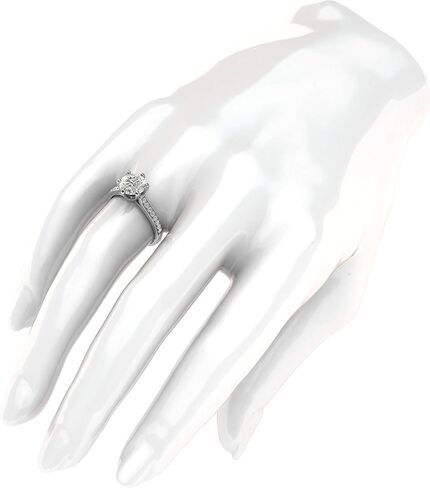 THELANDA Sterling Silver 2 Carats Classic 6-Prong Simulated Diamond or Moissante Engagement Ring Side Stones Promise Bridal Ring in Saudi Arabia
