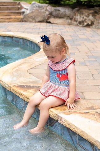Mud Pie Girls' Standard Seersucker Crab 2pc Swimsuit in Saudi Arabia