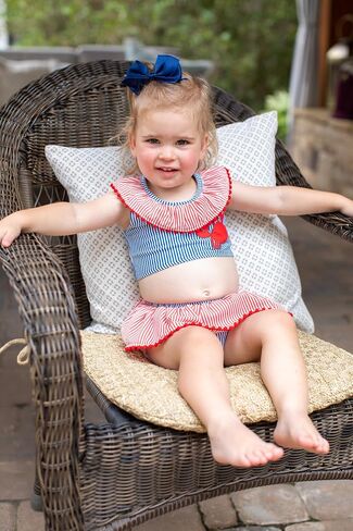 Mud Pie Girls' Standard Seersucker Crab 2pc Swimsuit in Saudi Arabia