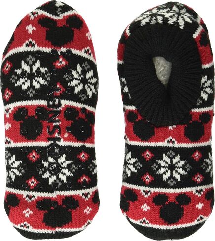 Disney Women's Mickey Mouse Holiday Single Cuffer Slipper Socks, Red Basic, 9-11 in Saudi Arabia