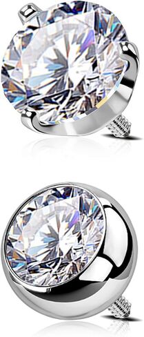 OUFER 2PCS Titanium 14G 5mm Internally Threaded Replacement Balls for Belly Button Rings, Clear CZ Gem for 1.6mm Barbells in Saudi Arabia